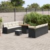 vidaXL Garten-Sofa-Set mit Kissen 11 pcs Schwarz Poly Rattan