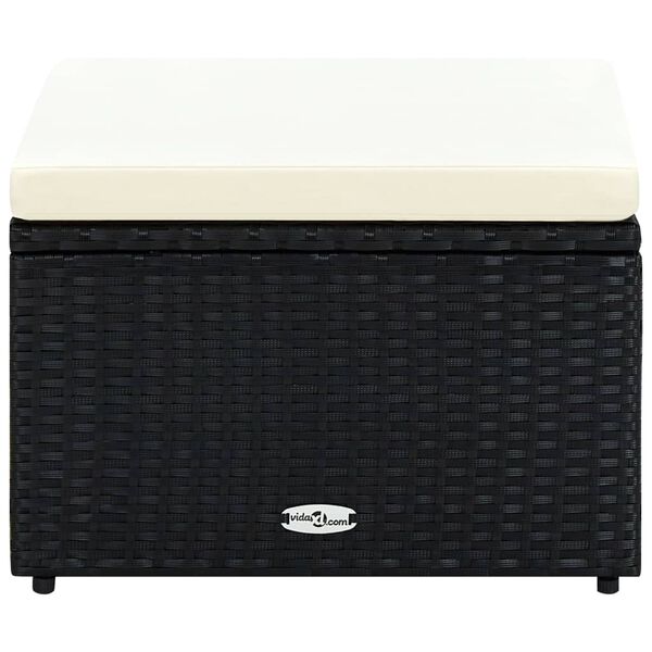 vidaXL Hocker mit Kissen Poly Rattan 53&times;53&times;30 cm Schwarz