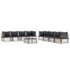 vidaXL 9-tlg. Garten-Lounge-Set mit Kissen Anthrazit Poly Rattan