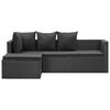 vidaXL 4-tlg. Garten-Lounge-Set Schwarz mit Auflagen Poly Rattan