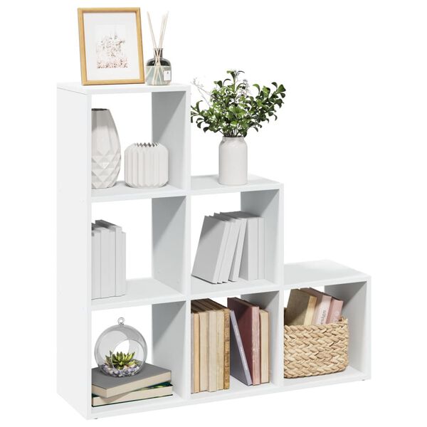 vidaXL Raumteiler Bücherregal 3-stufig Weiß 99x29x99 cm Holzwerkstoff