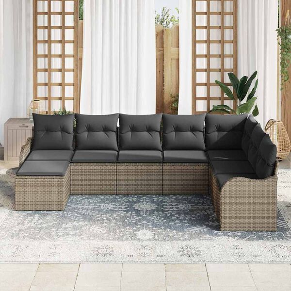 vidaXL Gartensofa-set 8 pcs Grau Poly-Rattan