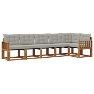 vidaXL Outdoor-Sofagarnitur mit Kissen 6 pcs Nat&uuml;rlich und Hellgrau