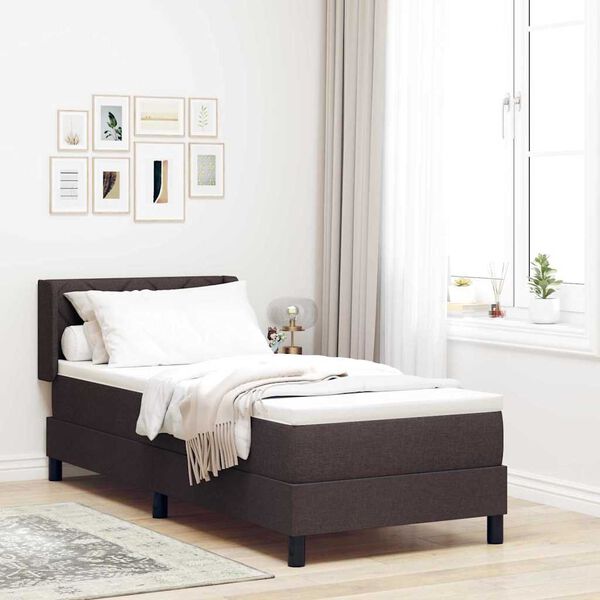 vidaXL Boxspringbett mit Matratze mit Matratze Dunkelbraun 80 x 200 cm