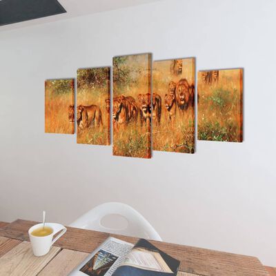 Bilder Dekoration Set Löwen 100 x 50 cm