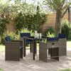 vidaXL Garten Essgruppe mit Kissen 5 pcs Grau Poly-Rattan