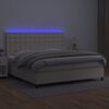 vidaXL Boxspringbett mit Matratze & LED Creme 200x200 cm Kunstleder