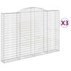 vidaXL Gabionen mit Hochbogen 3 Stk. 300x30x200/220cm Verzinktes Eisen