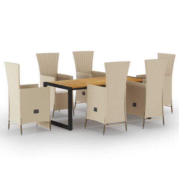 vidaXL 7-tlg. Garten-Essgruppe Beige