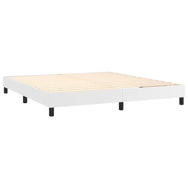 vidaXL Boxspringbett mit Matratze Wei&szlig; 180x200 cm Kunstleder