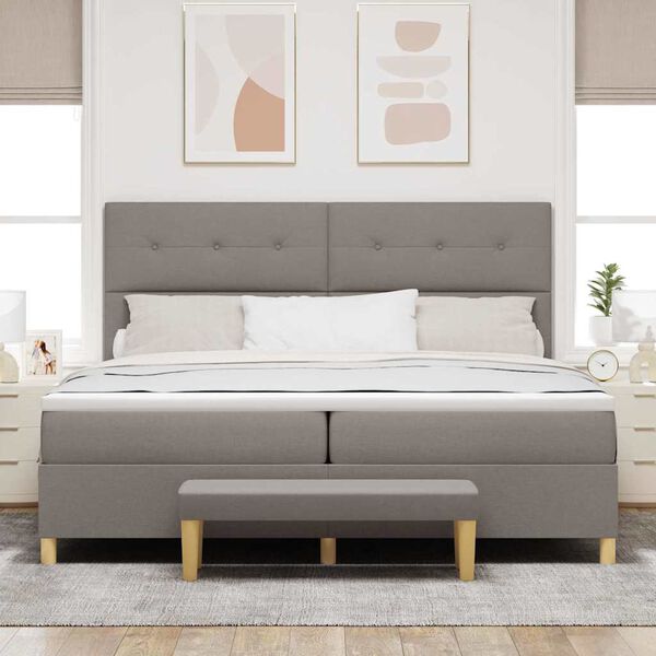 vidaXL Boxspringbett mit Matratze Taupe 200 x 200 cm Stoff