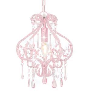 vidaXL Deckenleuchte mit Perlen Rosa Rund E14