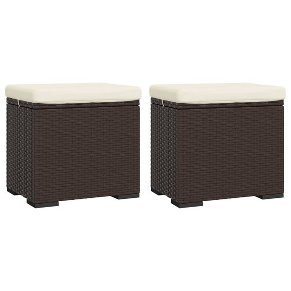 vidaXL Hocker mit Kissen 2 Stk. Braun 40x30x40 cm Poly Rattan