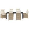 vidaXL Garten Essgruppe mit Kissen 7 pcs Beige Poly-Rattan