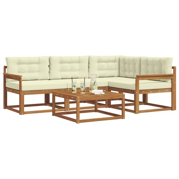 vidaXL Outdoor-Sofagarnitur mit Kissen 5 pcs Natur und Creme