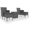 vidaXL 5-tlg. Garten-Bistro-Set Poly Rattan & Massivholz Akazie Grau