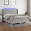 vidaXL Boxspringbett mit Matratze & LED Hellgrau 160x200 cm Stoff