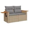 vidaXL Gartensofa mit Kissen 2-Sitzer Beige Poly Rattan