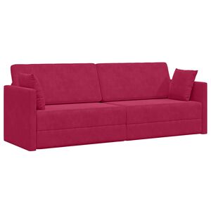 vidaXL Boden-Sofa-Bett 200cm Weinrot Samt