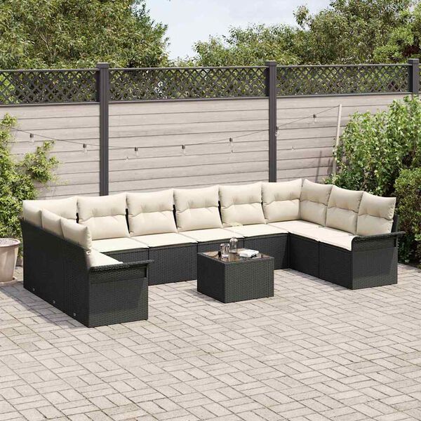 vidaXL Gartensofa-set mit Speicher 11 pcs Braun Poly-Rattan