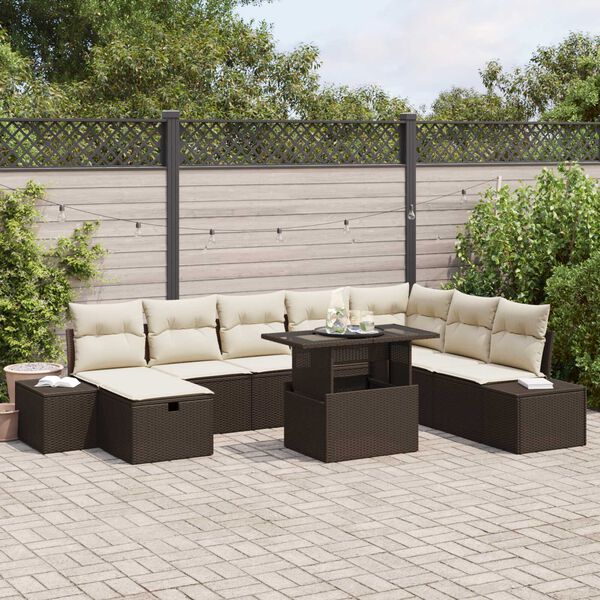 vidaXL Garten-Sofa-Set 11 pcs Braun Poly Rattan