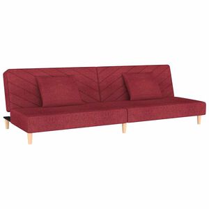 vidaXL Schlafsofa 2-Sitzer mit 2 Kissen Weinrot Stoff
