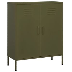 vidaXL Beistellschrank Olivgr&uuml;n 80x35x101,5 cm Stahl