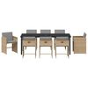 vidaXL Garten Essgruppe mit Kissen 9 pcs Beige Poly-Rattan