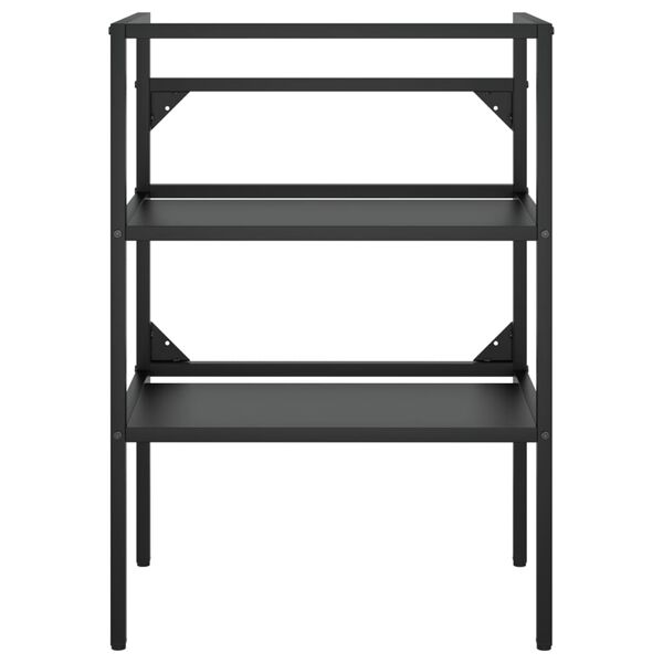 vidaXL Badezimmer-Waschtischgestell mit Waschbecken Schwarz Eisen