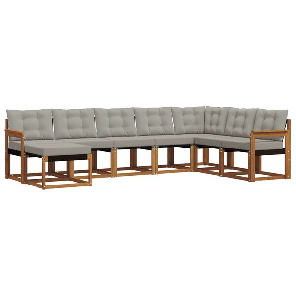 vidaXL Outdoor-Sofagarnitur mit Kissen 8 pcs Nat&uuml;rlich und Hellgrau