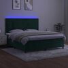 vidaXL Boxspringbett mit Matratze & LED Dunkelgr&uuml;n 180x200 cm Samt