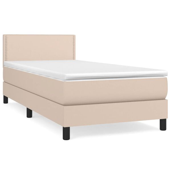 vidaXL Boxspringbett mit Matratze Cappuccino-Braun 80x200cm Kunstleder