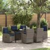 vidaXL Garten Essgruppe 7 pcs Grau Poly Rattan