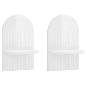vidaXL Wandregal 2 stk. Hochglanz Wei&szlig; 23 x 13,5 x 37,5 cm