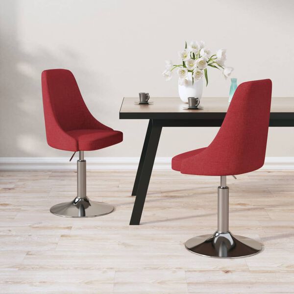 vidaXL Esszimmerst&uuml;hle 2 Stk. Drehbar Weinrot Stoff