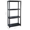 vidaXL Lagerregal 4-Tier Schwarz 61x30,5x130 cm Kunststoff