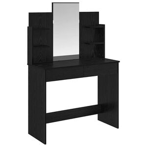 vidaXL Schminktisch mit Spiegel Schwarz Eichen-Optik 96 x 39 x 142 cm