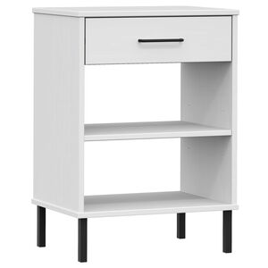 vidaXL Konsolenschrank OSLO mit Metallbeinen Wei&szlig; Massivholz Kiefer