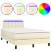 vidaXL Boxspringbett mit Matratze & LED Creme 120x200 cm Kunstleder