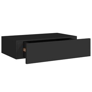 vidaXL Wandregal mit Schublade Schwarz 40x23,5x10 cm MDF