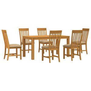 vidaXL Essgruppe 7 stk. Beige Massivholz Eiche