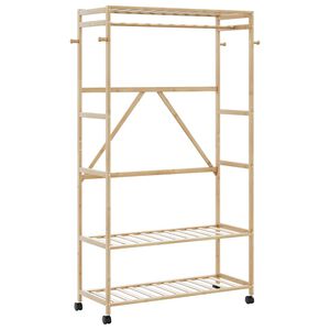 vidaXL Kleiderst&auml;nder mit Ablagen und Rollen 110x40x180 cm Bambus