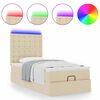 vidaXL Ottoman-Bett mit Matratze & LEDs Creme 100x200 cm Stoff