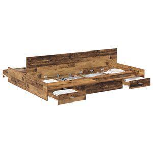 vidaXL Aufbewahrungsbettgestell Altholz 135 x 190 cm Holzwerkstoff