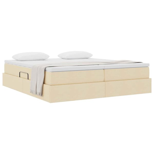 vidaXL Aufbewahrungsbett mit Matratze Creme 180 x 200 cm Polyester