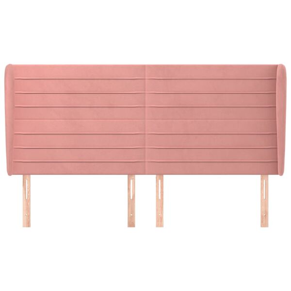 vidaXL Kopfteil mit Ohren Rosa 203x23x118/128 cm Samt