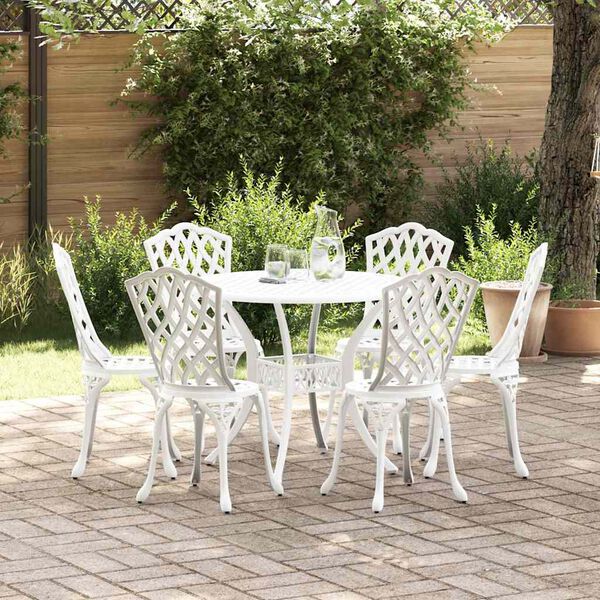 vidaXL Garten Essgruppe 7 pcs Wei&szlig; Aluminium