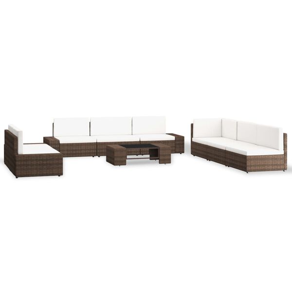 vidaXL 9-tlg. Garten-Lounge-Set Poly Rattan Braun