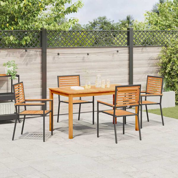 vidaXL Garten Essgruppe 5 pcs Schwarz Massivholz Akazie