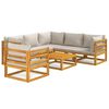 vidaXL 7-tlg. Garten-Lounge-Set mit Hellgrauen Kissen Massivholz